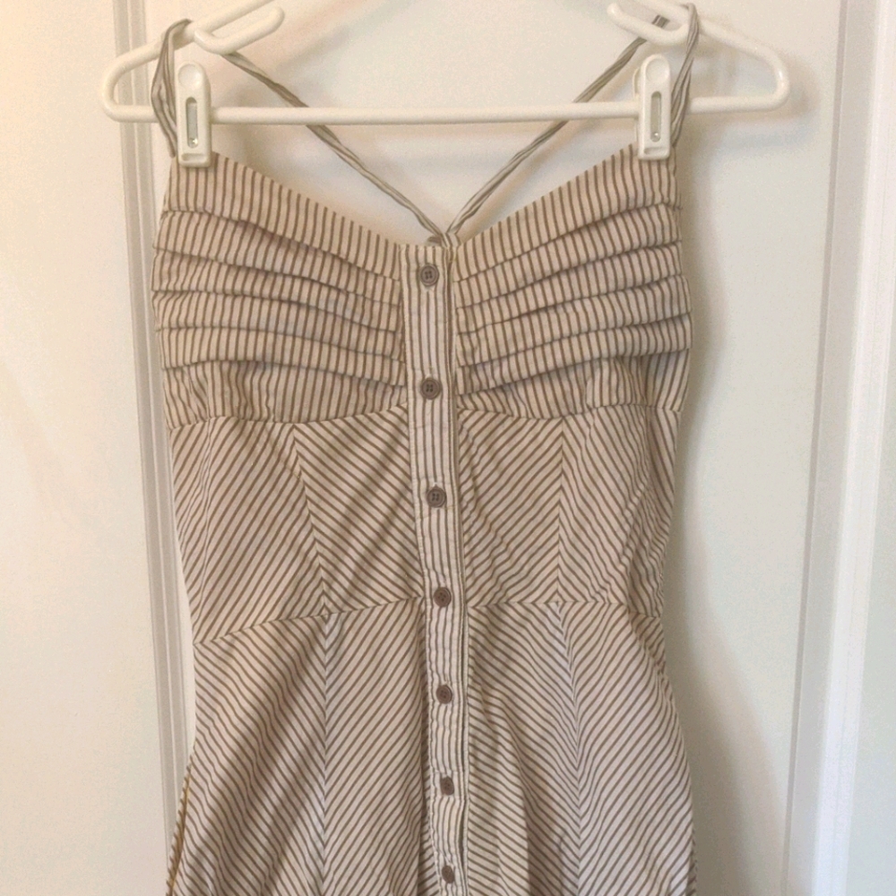 Cotton fit-and-flare button front halter dress